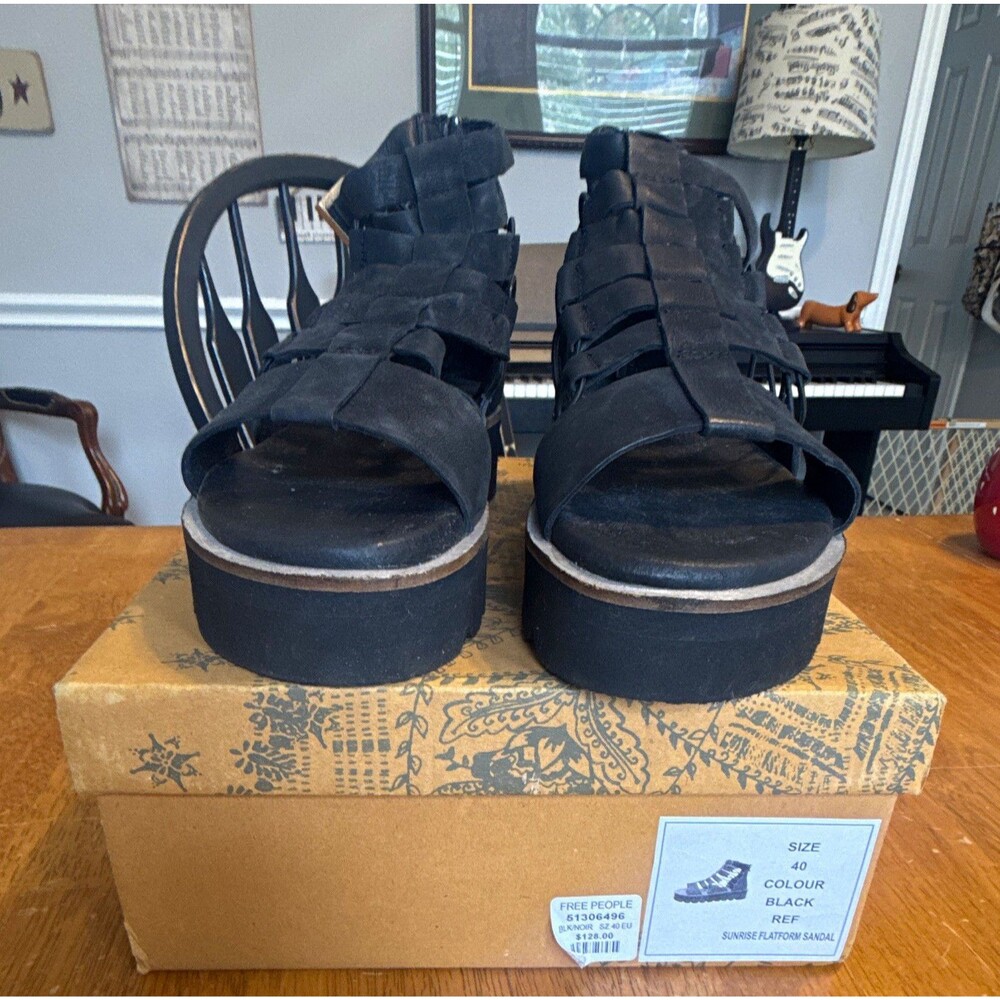 Free People Women’s Black Gladiator Platform Sandal EU 40 size 10 51306496